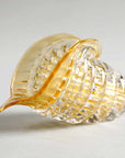 Rear side angle of amber gold Cornucopia by Duccio Di Segna, crystal sculpture art piece offered by Spacio India