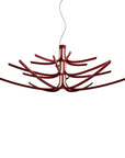 Modern red chandelier on a white background