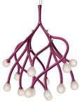 Pink chandelier with white spherical lights on a white background from Foscarini available at Spacio retail stores in Mumbai & Kolkata.