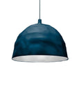 Blue pendant light on a white background