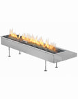 Rectangular outdoor insert fire place with flames on a white background from Planika available at Spacio retail stores in Mumbai & Kolkata.