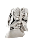 Silver abstract sculpture called Shifting Perspectives from Gardeco on a white background