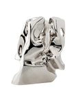 Silver abstract sculpture called Shifting Perspectives from Gardeco on a white background