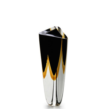 A modern Gardeco Glass Vase Triangle 3 in black and gold, perfect for adding a touch of elegance to any space.
