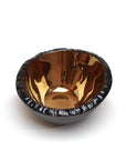 Close-up of Gardeco Medium Bronze Luxury Decorative Tableware Bowl highlighting its glossy bronze reflective interior and hand made glass finish, available at Spacio India retail stores and online.