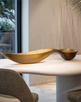 Luxury Gardeco glass platter styled on a designer table, highlighting the artistic bronze tones of Purunga Ouro Fosca – shop at Spacio India online or retail.