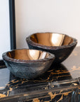 Gardeco P Bronze Bowls styled on a marble console, blending glass artistry with interior elegance – a designer statement from Gardeco, featured exclusively at Spacio India.