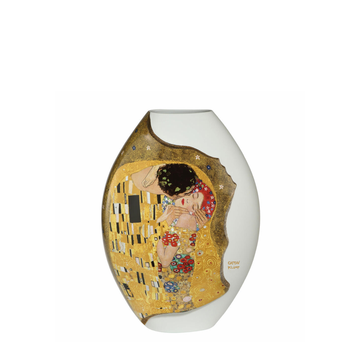 Front Look of Goebel The Kiss by Gustav Klimt Decorative Vase in Porcelain on a white back ground available at Spacio India from the Luxury Home Decor Accessories Collection