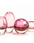Henry Dean Jerzy series – Fuchsia and clear glass vases showcasing Belgian craftsmanship, now featured at Spacio India.
