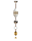Decorative hanging light with metallic elements on a white background from Italamp available at Spacio in India.