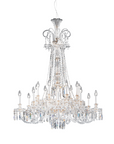 Elegant Italamp Dogma chandelier with intricate glass work and classic candle-like lights, showcasing Italian artistry at Spacio India.