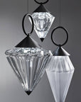 Close-up of Italamp Donna Suspension Lamp in black metal and etched crystal, showing refined Italian craftsmanship – available at Spacio India