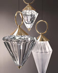 Gold-finish Italamp Donna Suspension Lamp with transparent and frosted crystal elements, luxury pendant lighting at Spacio India