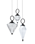 Italamp Donna Suspension Lamp with three faceted crystal diffusers and black ring tops, elegant Italian design showcased at Spacio India