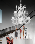 Italamp Evoque Chandelier displayed in a fashion gallery setting, highlighting its sculptural Italian design available at Spacio India
