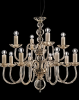 Large multi-tier Italamp Evoque chandelier in white glass with contemporary curves, premium Italian chandelier at Spacio India