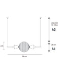 Technical dimensions of Italamp Frida Suspension lamp – precise measurements of luxury Italian lighting available at Spacio India