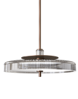 Close-up view of Italamp Gilda Suspension Lamp featuring vertical crystal cuts and elegant champagne finish. Designer suspension lighting at Spacio India.