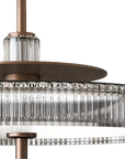 Detailed side profile of Italamp Gilda Suspension highlighting the sculptural metal frame and crystal ring. Premium decorative lighting by Italamp, Italy.