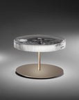 Designer lighting piece Italamp Gilda with warm corten base and rippled crystal top, ideal for luxury home decor, available at Spacio India.