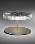 Designer lighting piece Italamp Gilda with warm corten base and rippled crystal top, ideal for luxury home decor, available at Spacio India.