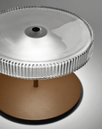 Top angle view of Italamp Gilda table lamp showing sculptural crystal diffuser, Italian designer lighting available at Spacio India.