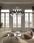 Italamp Libellula Chandelier in luxury living room setting with large windows, available at Spacio India – Italian designer suspension chandelier lighting