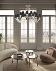 Italamp Libellula Chandelier in luxury living room setting with large windows, available at Spacio India – Italian designer suspension chandelier lighting