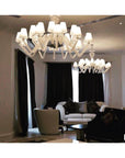 Double installation of Italamp Libellula Chandelier in elegant dining room setting – exclusive Italian suspension chandelier lighting at Spacio India