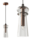 Pair of Italamp Licio pendant lamps in conical glass with warm metallic interiors, perfect for contemporary interiors. Available at Spacio India.