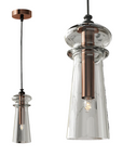 Pair of Italamp Licio pendant lamps in conical glass with warm metallic interiors, perfect for contemporary interiors. Available at Spacio India.