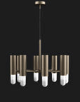 Bronze chandelier with multiple light bulbs on a black background from Italamp available at Spacio in India