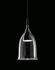 Close-up of Italamp Nola Pendant Lamp in transparent finish with dark background, Italian designer lighting available at Spacio India.