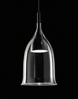 Close-up of Italamp Nola Pendant Lamp in transparent finish with dark background, Italian designer lighting available at Spacio India.