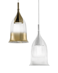 Pair of Italamp Nola Pendant Lamps with white-shaded glass in a dark-toned modern interior, premium pendant lights available at Spacio India.