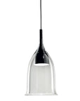 Italamp Nola Pendant Lamp with transparent glass and black metal finish, luxury designer pendant lighting made in Italy, available at Spacio India.