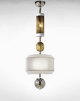 Italamp Odette Odile pendant lamp with mixed glass and metal elements in neutral tones, Italian designer lighting available at Spacio India