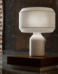 Italamp Odette Odile table lamp in white finish with elegant neutral interiors, designer lighting from Italy at Spacio India