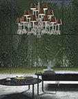 Italamp Prezioso Suspension Light in a modern living room setting with greenery backdrop, showcasing luxury crystal chandelier lighting at Spacio India.