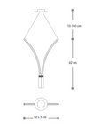 Dimension diagram of Italamp Sesto Suspension Lamp showing size and hanging configuration – designer decorative lighting from Italy. Available at spacio India.