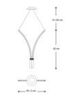 Dimension diagram of Italamp Sesto Suspension Lamp showing size and hanging configuration – designer decorative lighting from Italy. Available at spacio India.