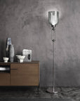 Smoked glass floor lamp from Italamp Valentina Collection in nickel finish, designer lighting at Spacio India