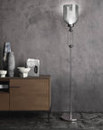 Smoked glass floor lamp from Italamp Valentina Collection in nickel finish, designer lighting at Spacio India