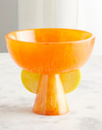 Jonathan Adler Mustique Orange & Yellow Bowl on marble surface available in India for Luxury Home Decor accessories collection of Tableware.