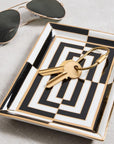 Close look of Jonathan Adler Op Art Rectangle Glided Tray with accessories available at Spacio India for Luxury Home Decor accessories collection of Decorative Trays.