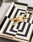 Close look of Jonathan Adler Op Art Rectangle Glided Tray with accessories available at Spacio India for Luxury Home Decor accessories collection of Decorative Trays.