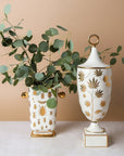 Jonathan Adler Botanist Ganja Urn vessel with Specimen vase on a marble surface with available at Spacio India for Luxury Home Decor Accessories collection.