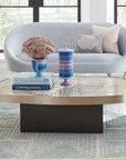 Jonathan Adler Scala Stripe Canister Vase with a scala bowl & books on a coffee table in a modern living room interior available at Spacio India for Luxury Home Decor Accessories collection.