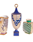 Jonathan Adler Versailles Cube Urn Vase with other vases on a white background available at Spacio India for Luxury Home Decor Accessories collection.