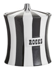 Side look of Jonathan Adler Vice Rocks Black & White Ice Bucket on a white background available at Spacio India from the Luxury Home Decor Bar Accessories Collection